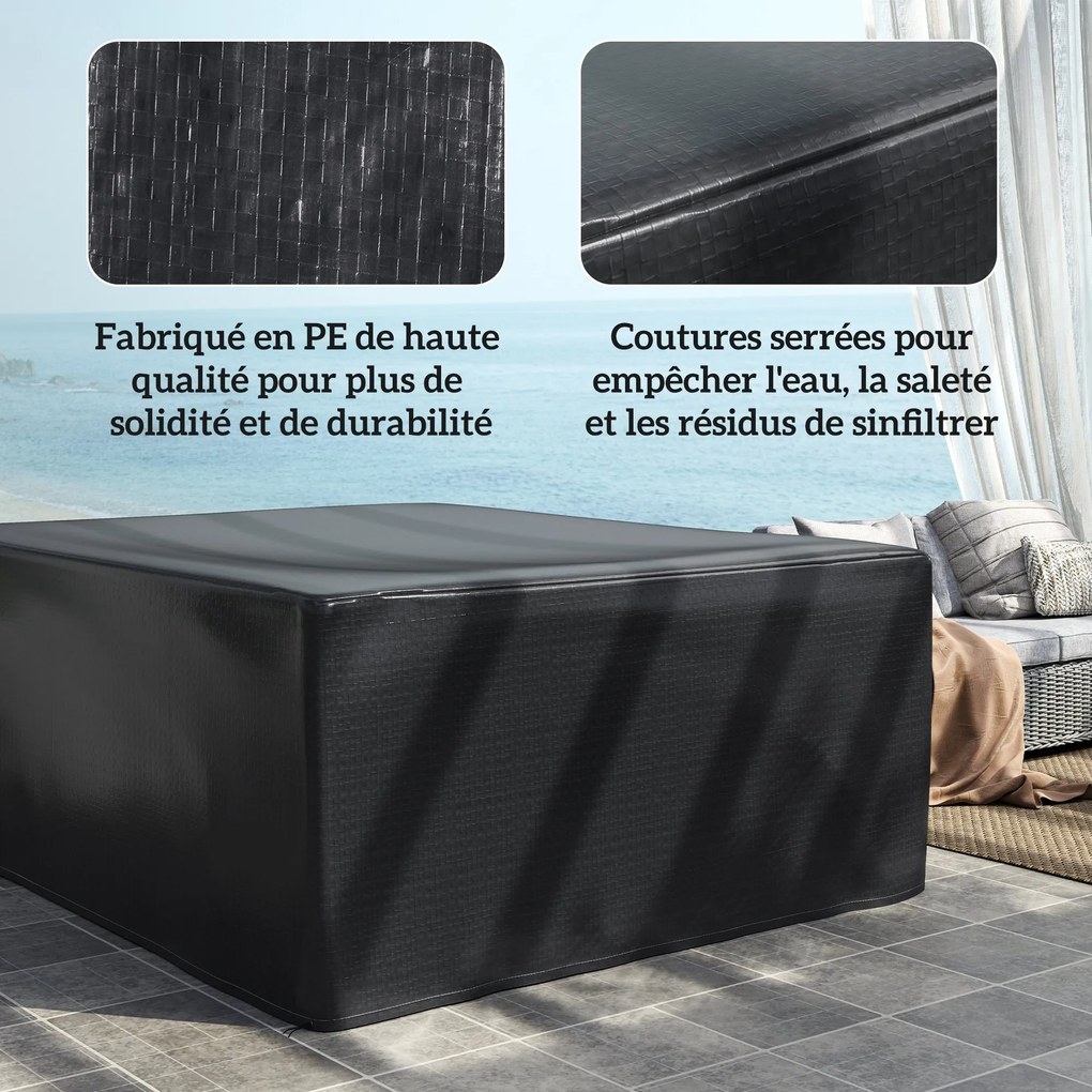 Capa para mobiliário de jardim de exterior 235 x 190 x 90 cm lona de proteção exterior anti-UV em polietileno, preta