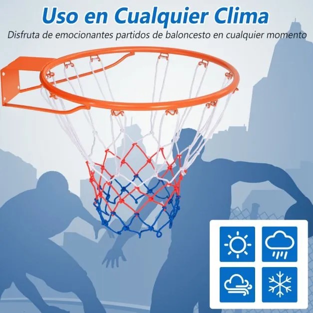 Cesto de basquetebol 38,5 cm montado com rede para todas as condições atmosféricas Laranja