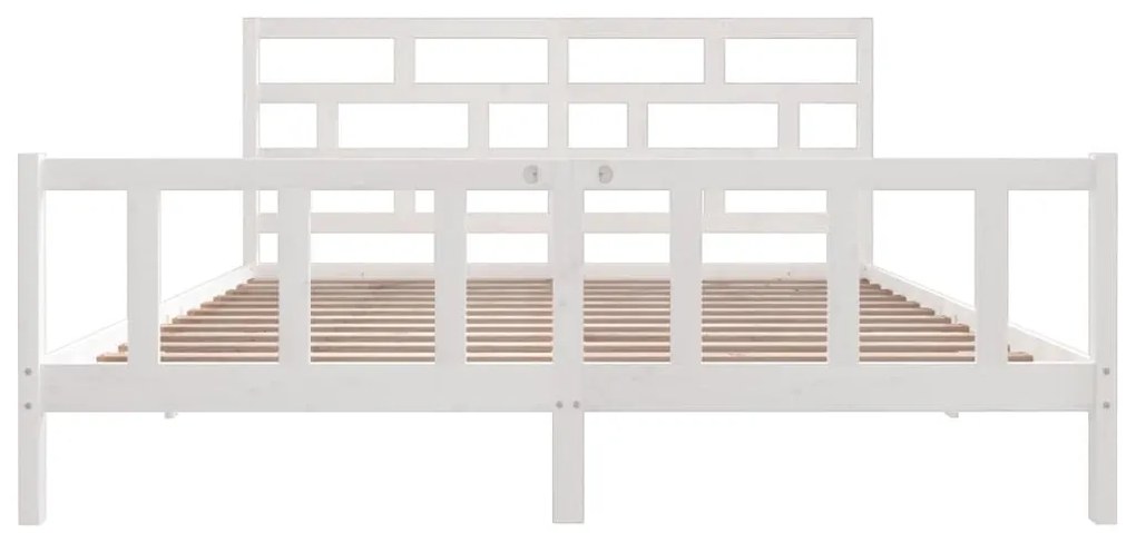 Estrutura de cama 200x200 cm madeira de pinho maciça branco