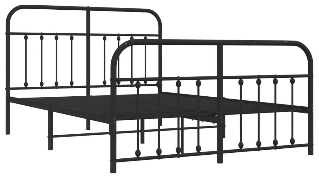 Estrutura de cama com cabeceira e pés 140x190 cm metal preto