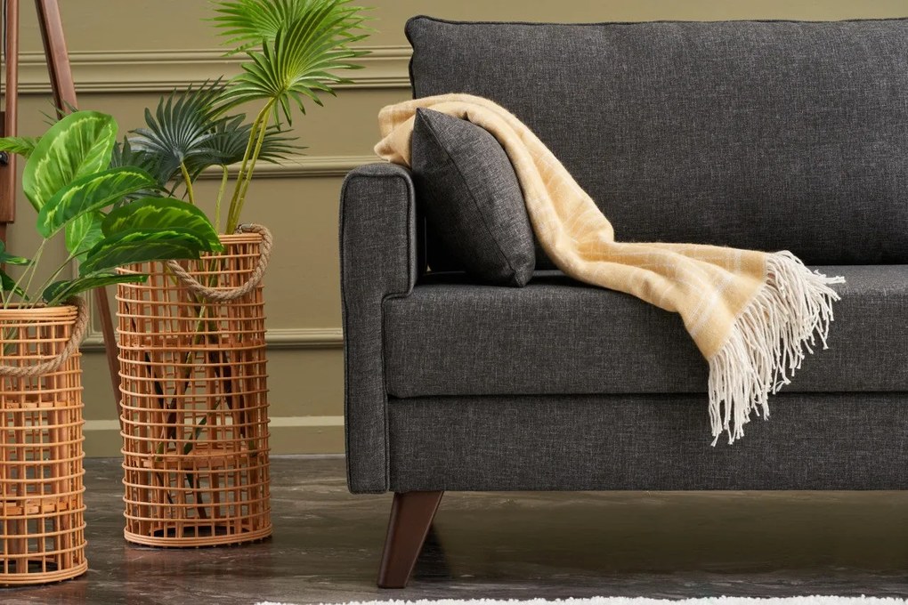 Sofá-Cama de 3 Lugares Bella – Antracite – 208 x 85 x 81 cm
