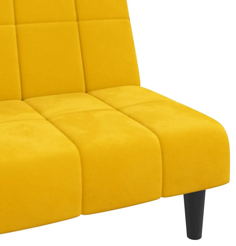 Sofá-cama de 2 lugares veludo amarelo