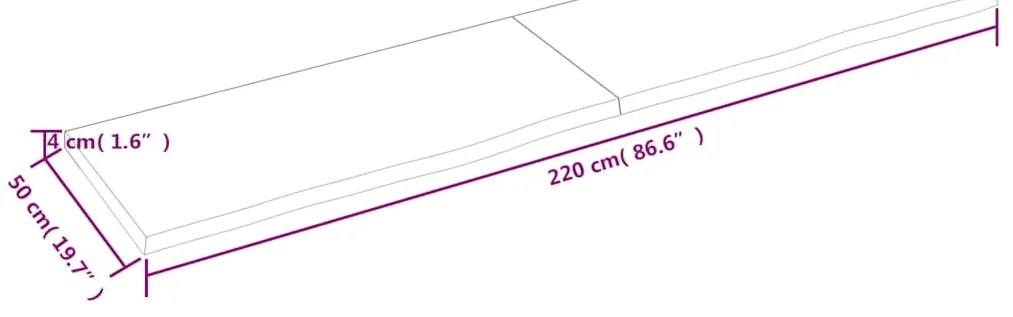 Prateleira de parede 220x50x(2-4) cm carvalho tratado castanho