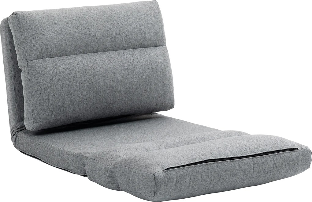 Poltrona de chão, sofá reclinável, poltrona convertível em cama, reclinável de 90° a 180°, tecido - 70 x 72 x 56 cm - cinzento