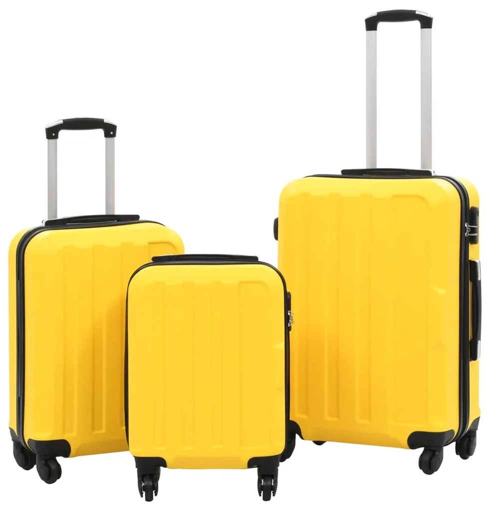 Conjunto de tróleis estojo rígido 3 pcs ABS amarelo