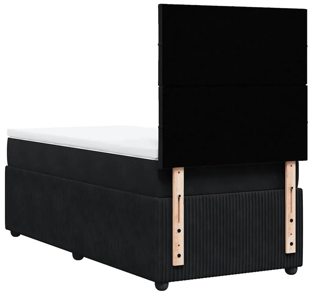 Cama com molas/colchão 100x200 cm veludo preto