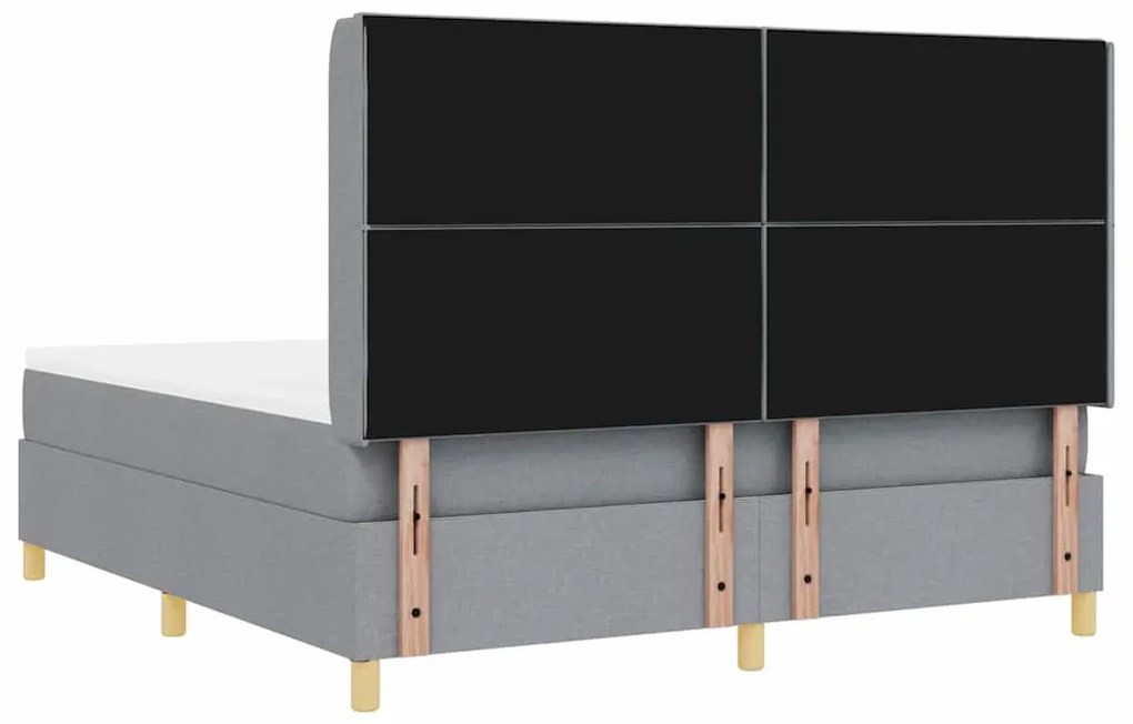 Cama Box Spring vidaXL com Colchão e Luz LED Cinza Claro 180x200 cm Te