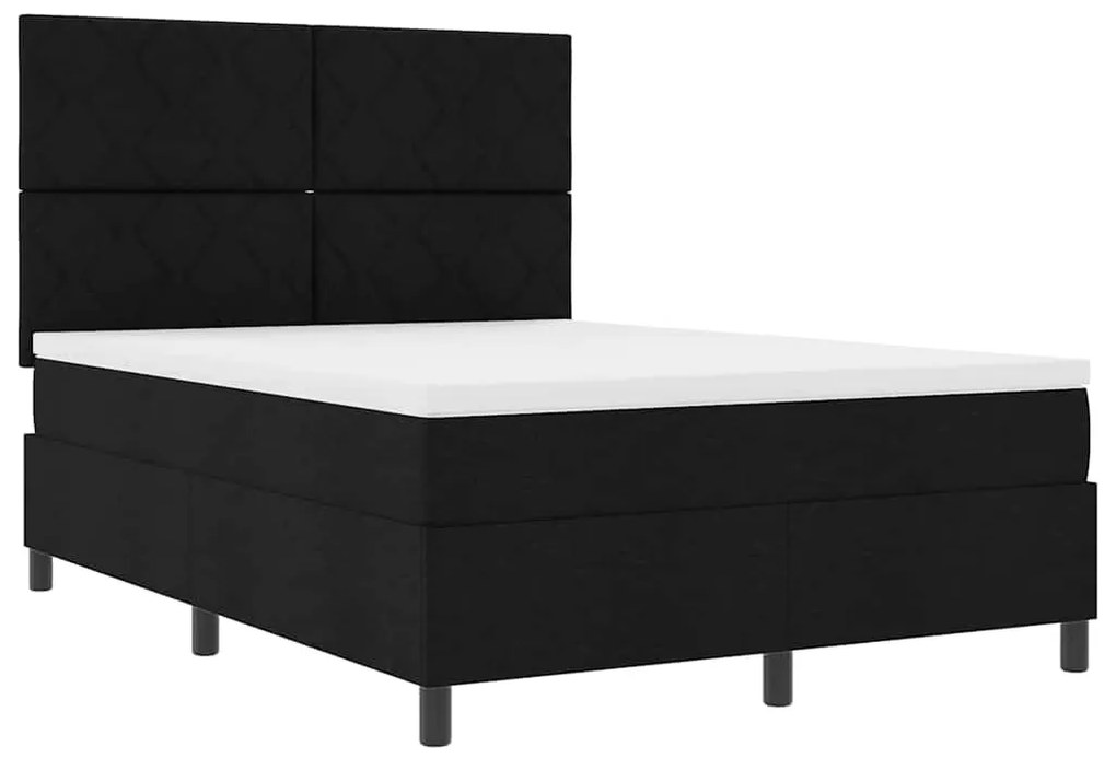 Cama Box com colchão e luz LED preta, 160 x 200 cm