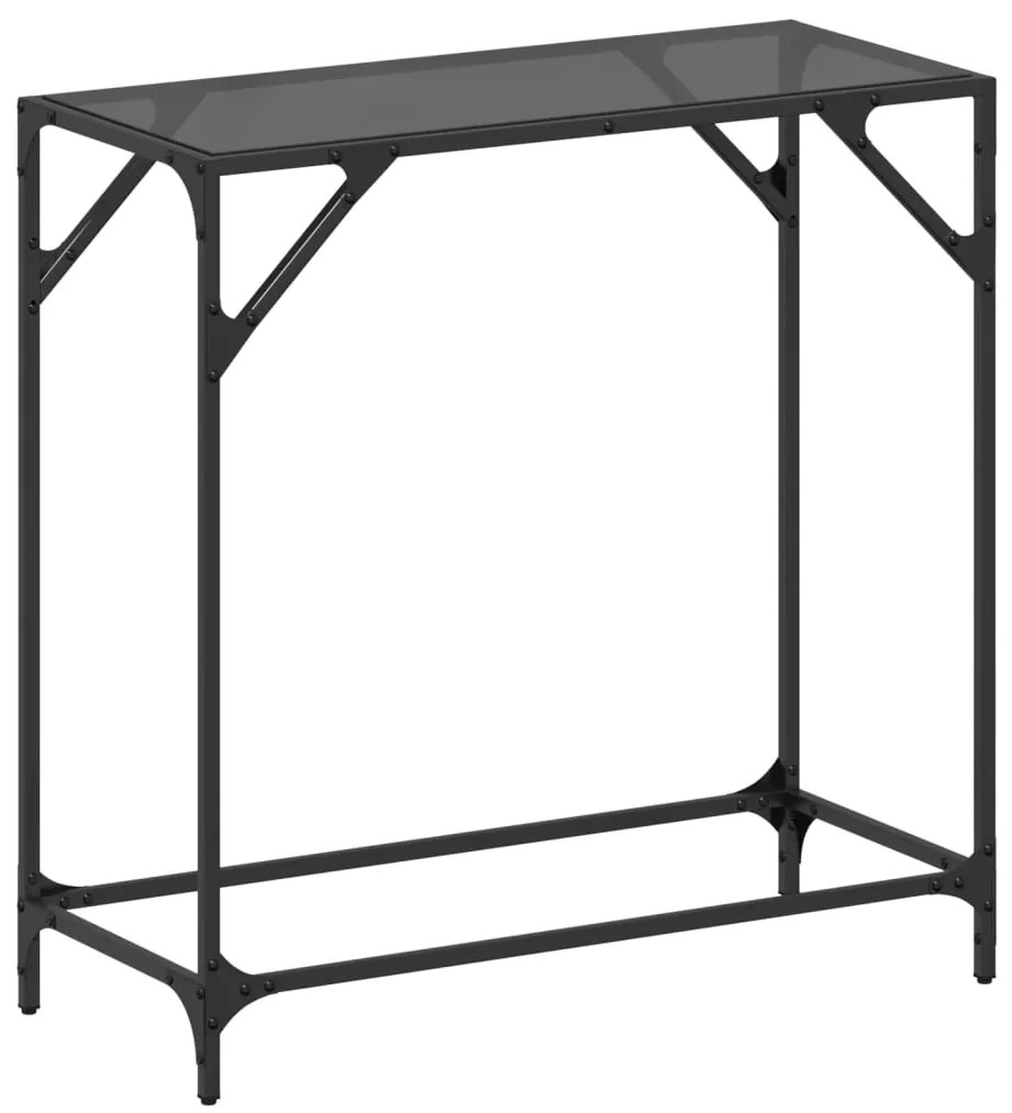 Mesa de centro com tampo em vidro preto 80x35x81 cm aço