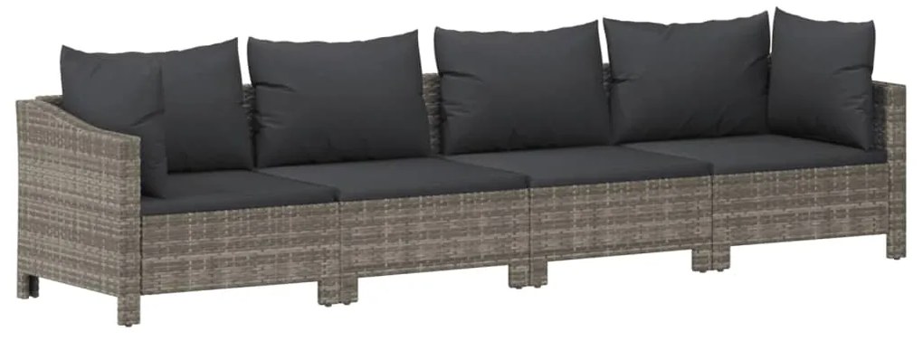 9 pcs conjunto lounge de jardim c/ almofadões vime PE cinzento