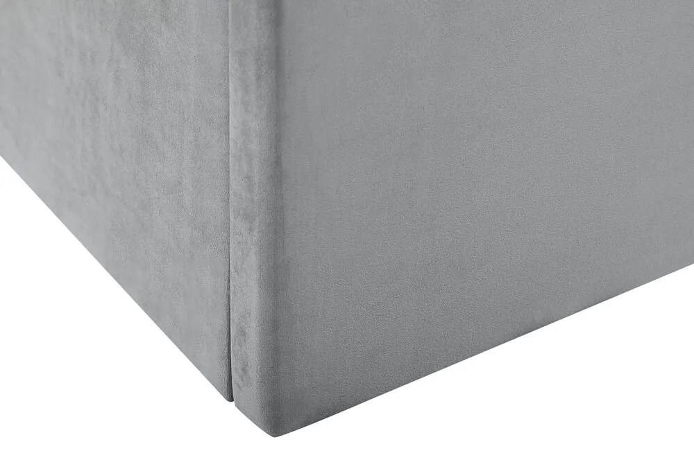 Cama de casal com arrumação em veludo cinzento 160 x 200 cm LORIENT Beliani