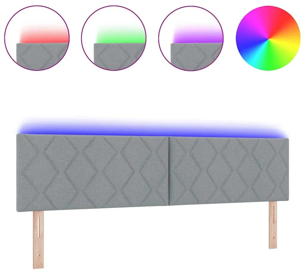 Cabeceira LED vidaXL Design Blocos de Diamante Cinza-Claro 180 cm Teci