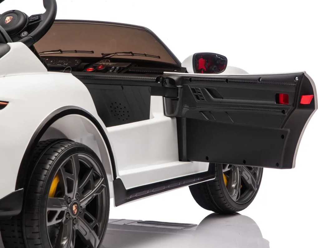 Carro elétrico para Crianças 24V Porsche Taycan Turbo S, 2 Lugares, Rodas Espuma EVA, assento couro ecológico Branco