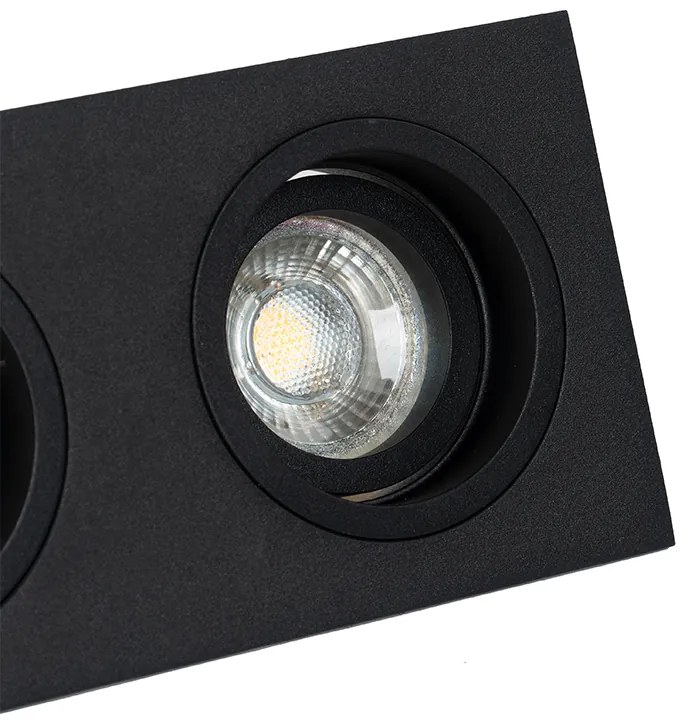 Foco embutido quadrado preto ajustável 2 luzes - Chuck