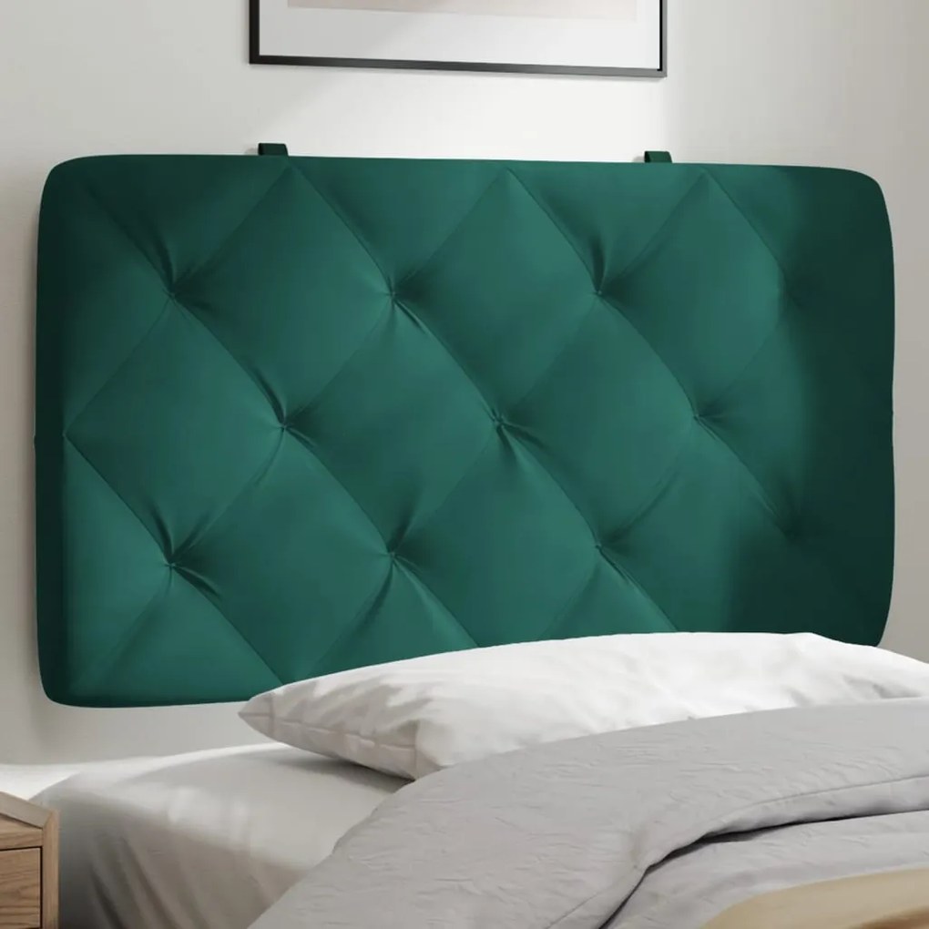 vidaXL Almofadão de cabeceira 90 cm veludo verde-escuro