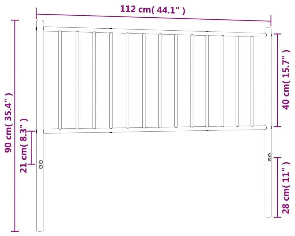 Cabeceira de cama 107 cm metal branco