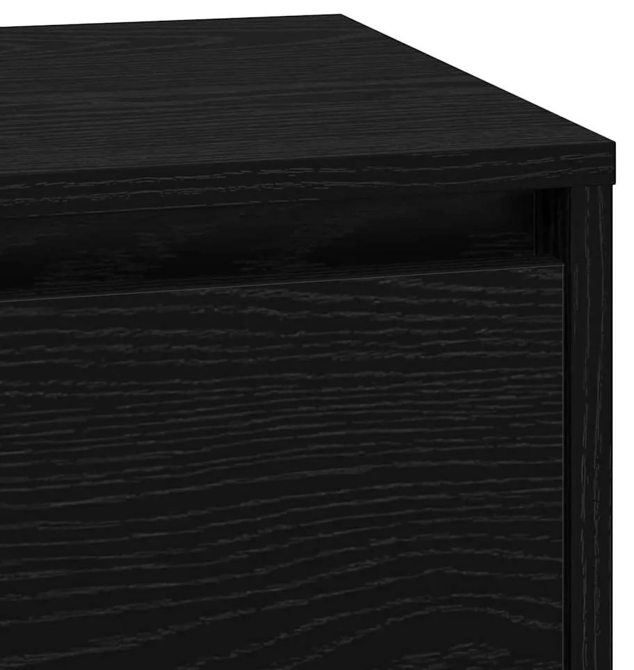 Criado-mudo com LED Carvalho Preto 39x34,5x65 cm Madeira Engenharia