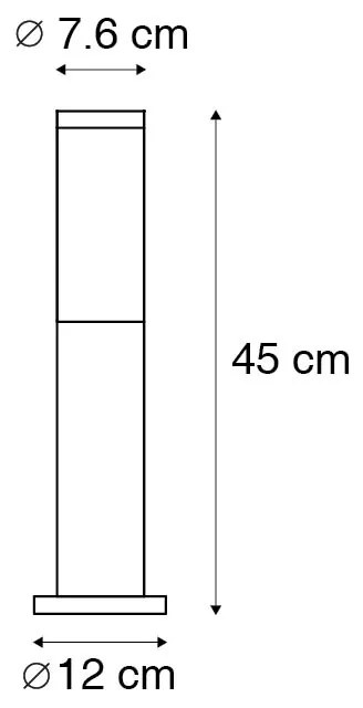 Candeeiro de poste exterior moderno em aço 45 cm IP44 - Rox Moderno