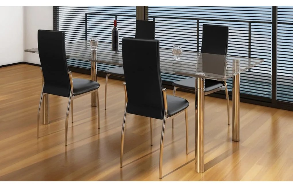 Cadeiras de jantar 4 pcs couro artificial preto