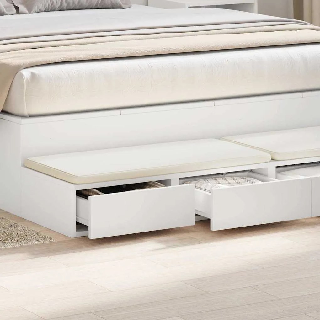 Gavetas de Cama Brancas vidaXL 135x36,5x16,5 cm em Madeira de Engenhar