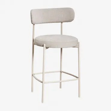 Banqueta Anisa 65 Cm Alta Com Encosto Estofado Tapioca Bege & Chenille Branco Pérola - Sklum