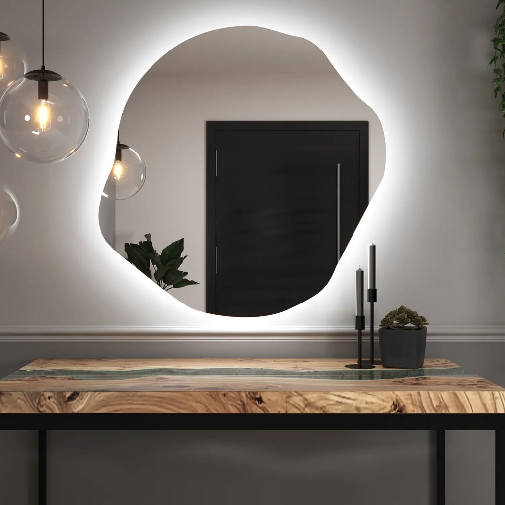 Espelho LED orgânico com iluminação A35 80×81