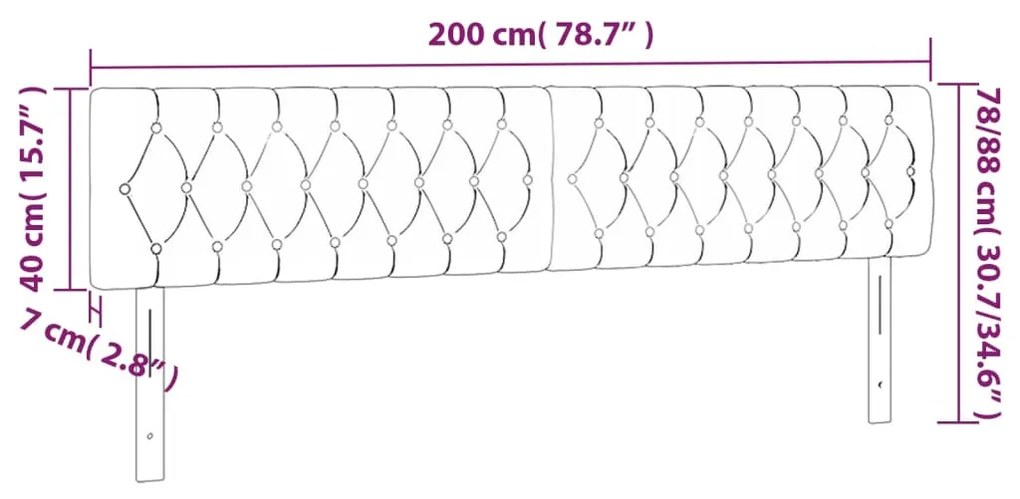 Cabeceira de cama c/luzes LED veludo 200x7x78/88 cm cinza-claro