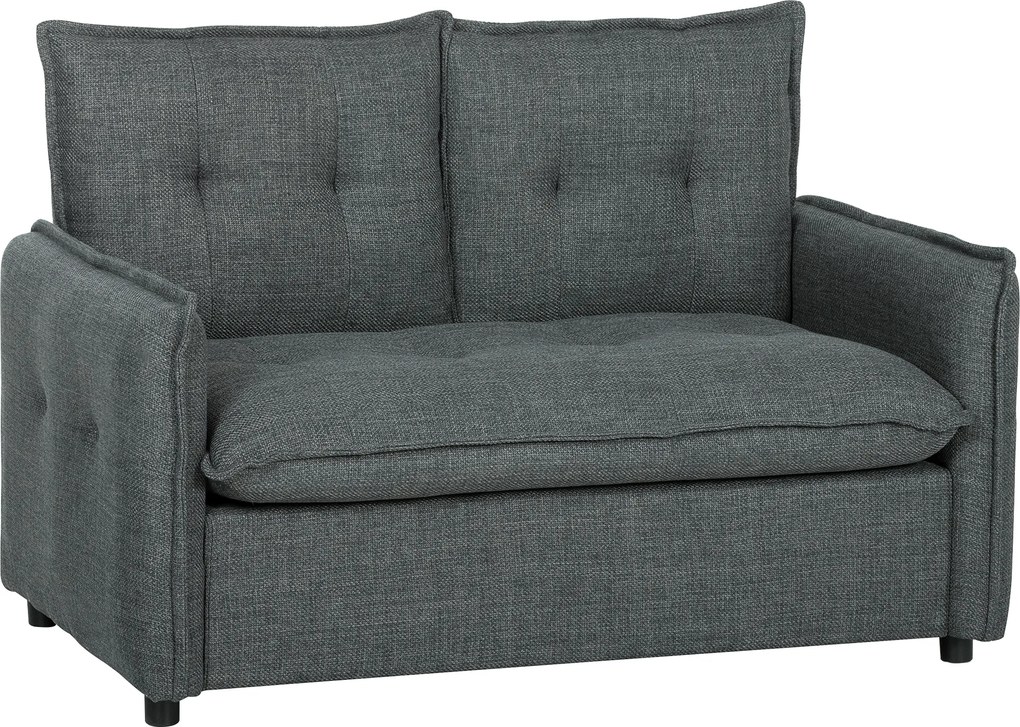 HOMCOM Sofá de 2 Lugares Estofado em Linho Sofá Moderno com Acolchoamento Grosso Design Capitoné 131x75x85 cm Cinza Escuro | Aosom Portugal