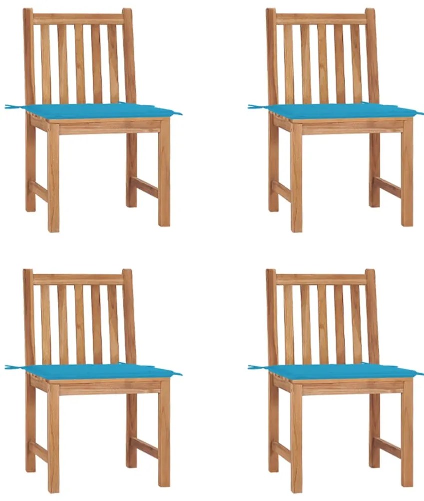 Cadeiras de jardim c/ almofadões 4 pcs madeira de teca maciça