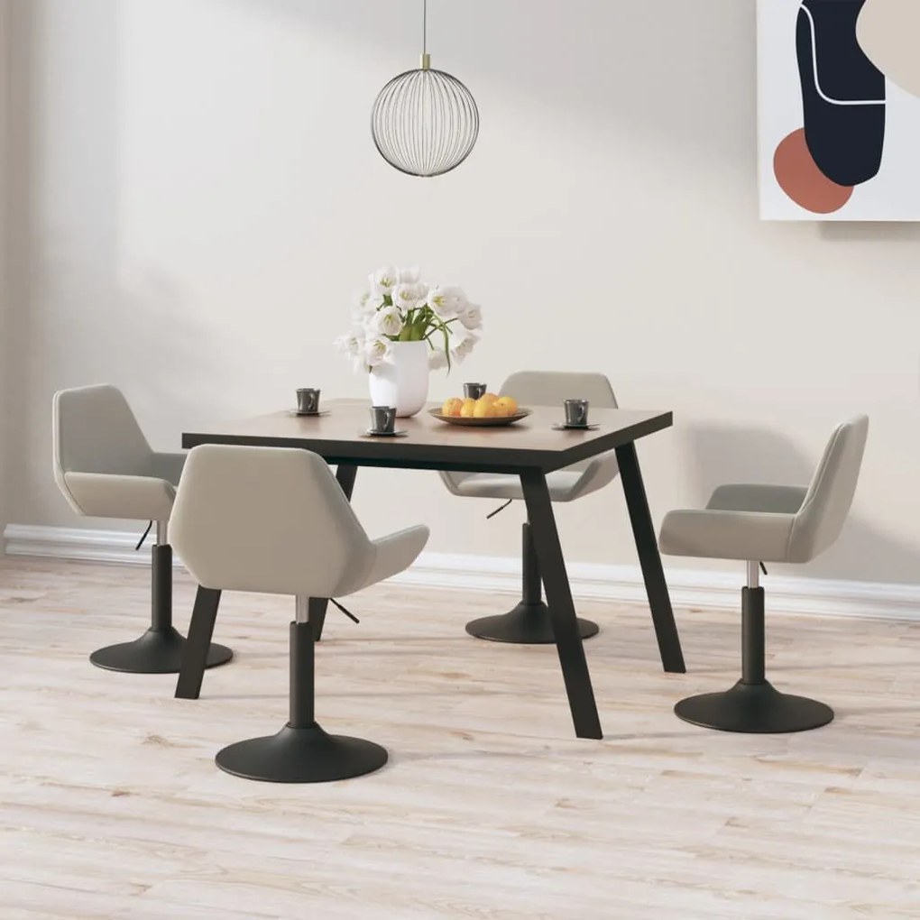 vidaXL Cadeiras de jantar giratórias 4 pcs veludo cinzento-claro