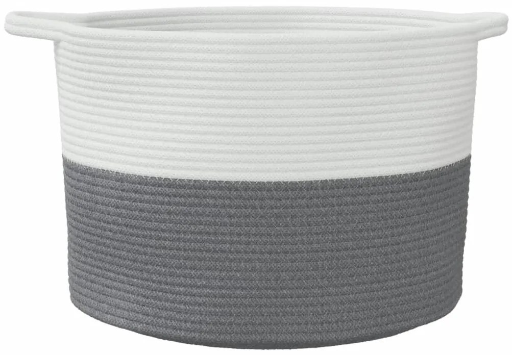 Cesto de arrumação Ø55x36 cm algodão cinzento e branco