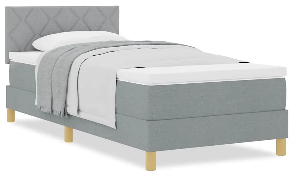 Cama Box com Colchão Cinza Claro 100x200 cm Tecido