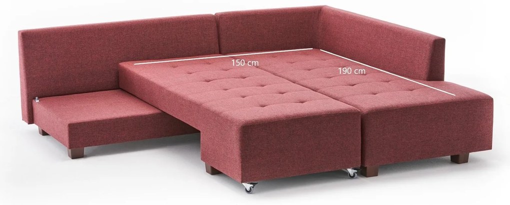 Sofá-cama de Canto Manama – Vermelho Claret – 280 x 85 x 206 cm