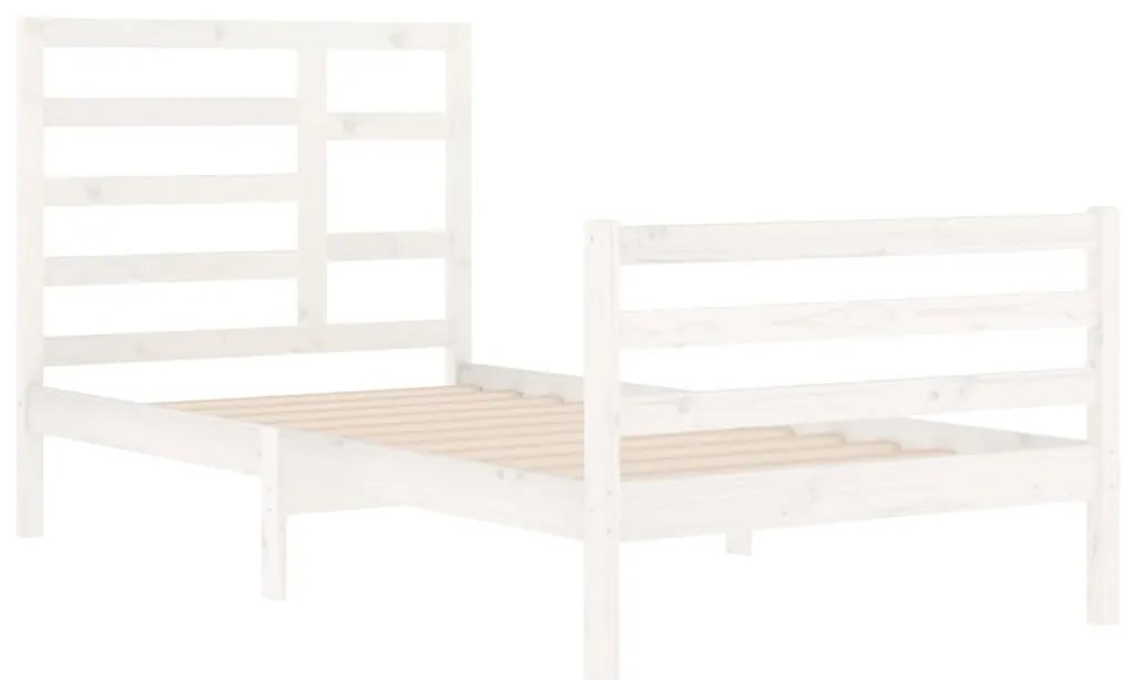 Estrutura de cama 100x200 cm madeira maciça branco