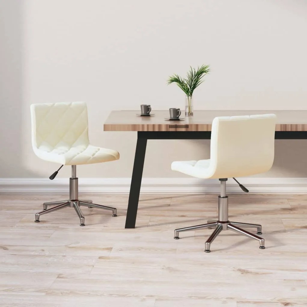 vidaXL Cadeiras de jantar giratórias 2 pcs veludo cor creme