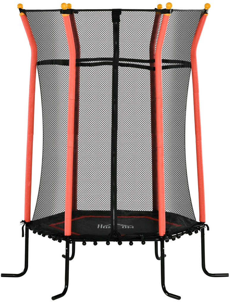 HOMCOM Trampolim para Crianças com Rede de Segurança e Estrutura de Aço para Interiores e Exteriores Carga 50kg Ø163,5x190 cm Vermelho