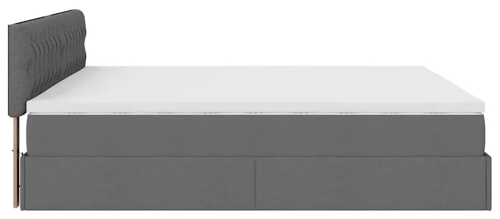 Cama Otomana com colchão &amp; LEDs 180x200cm tecido cinza-escuro