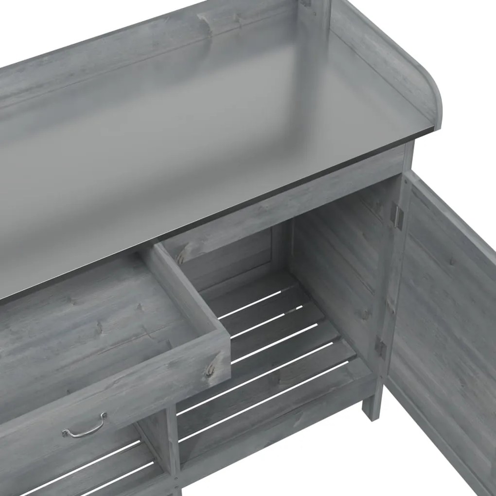 Mesa de cultivo c/ armário 110,5x45x124,5 cm abeto maciço cinza