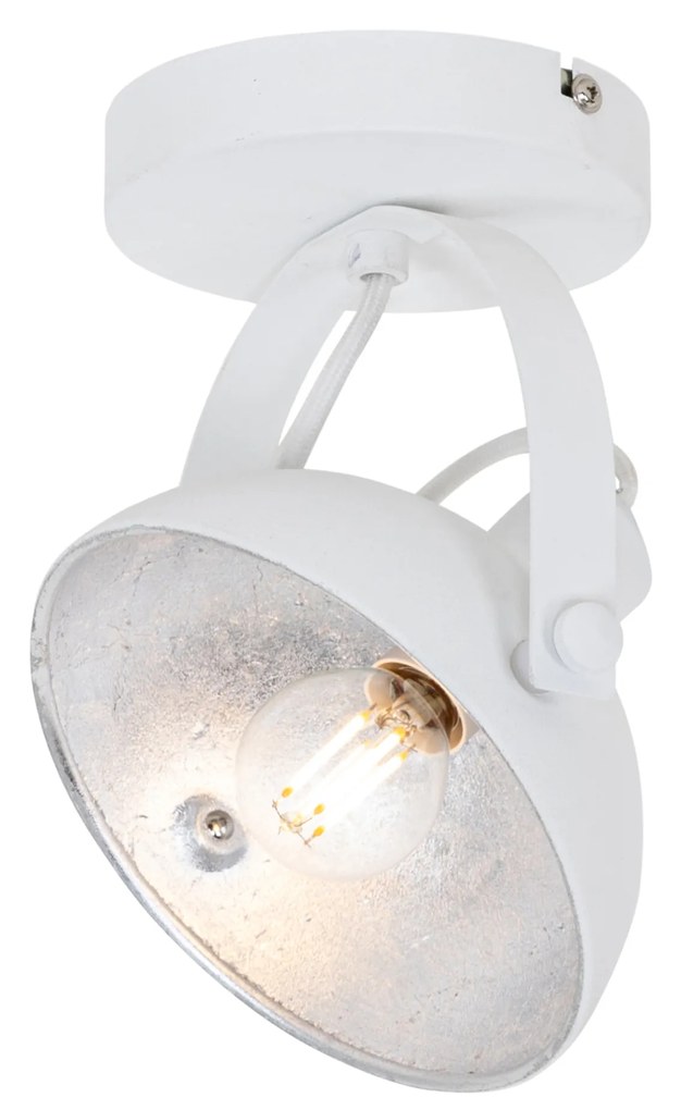 Luminária de teto industrial branca com prata 15 cm ajustável - Magnax