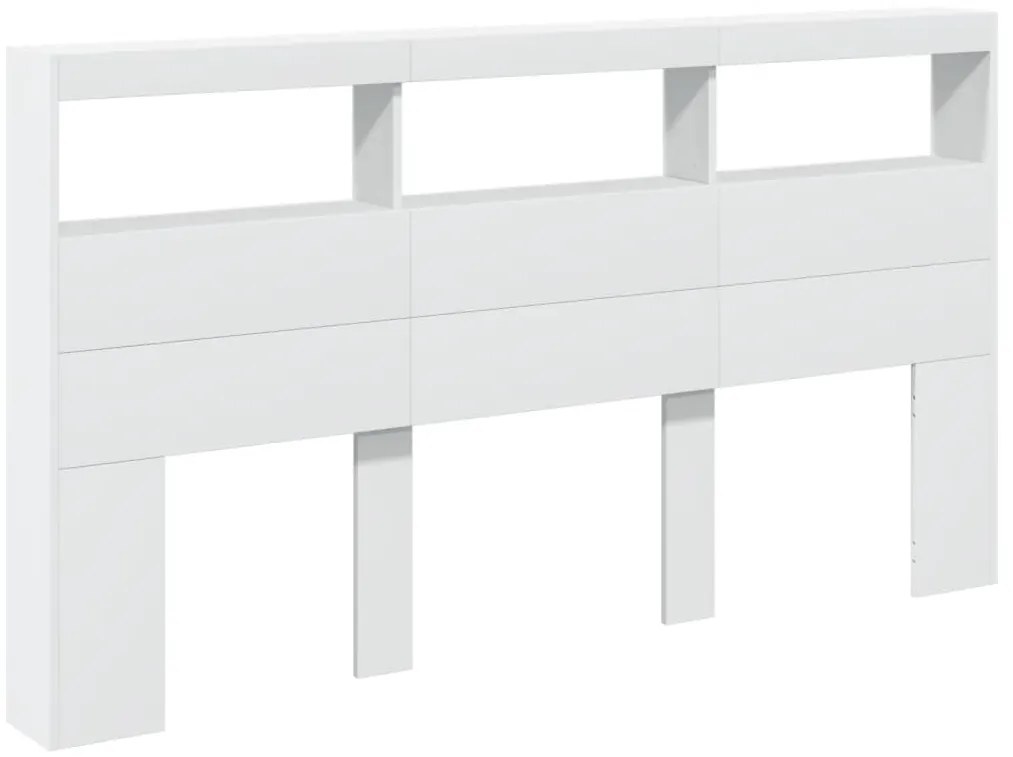 Armário de cabeceira com luzes LED 180x17x102 cm branco