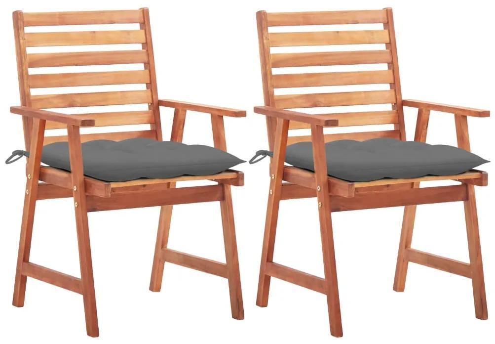 Cadeiras de jantar p/ jardim 2 pcs c/ almofadões acácia maciça