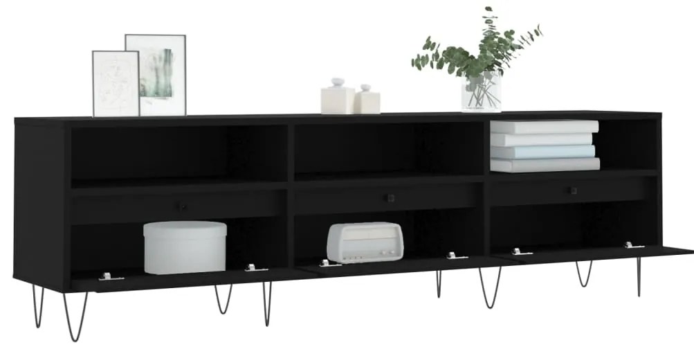 Móvel de TV 150x30x44,5 cm derivados de madeira preto