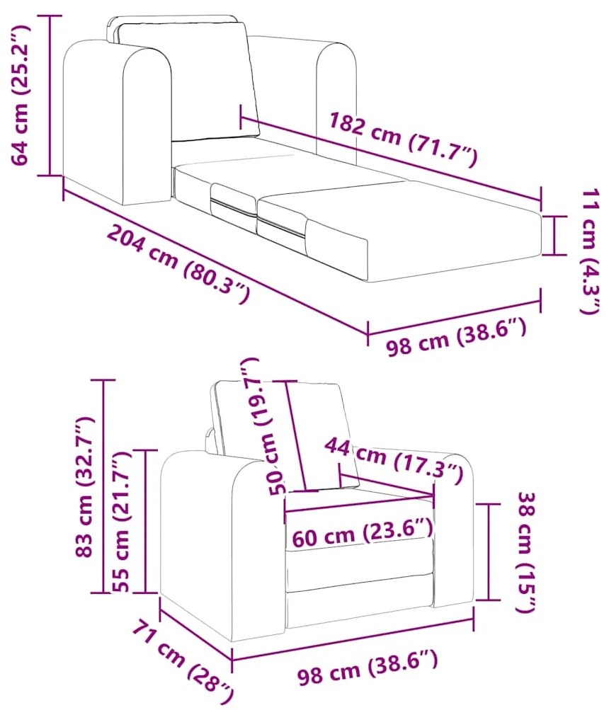 Sofá Cama 2-em-1 Cinza Claro 98x71x83 cm Veludo