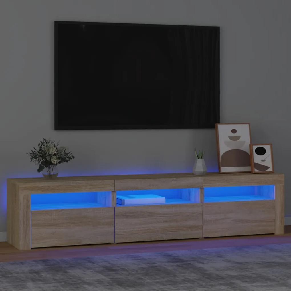 3152756 vidaXL Móvel de TV com luzes LED 180x35x40 cm carvalho sonoma