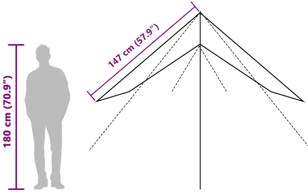 Lona de campismo 360x294 cm impermeável cinzento e laranja
