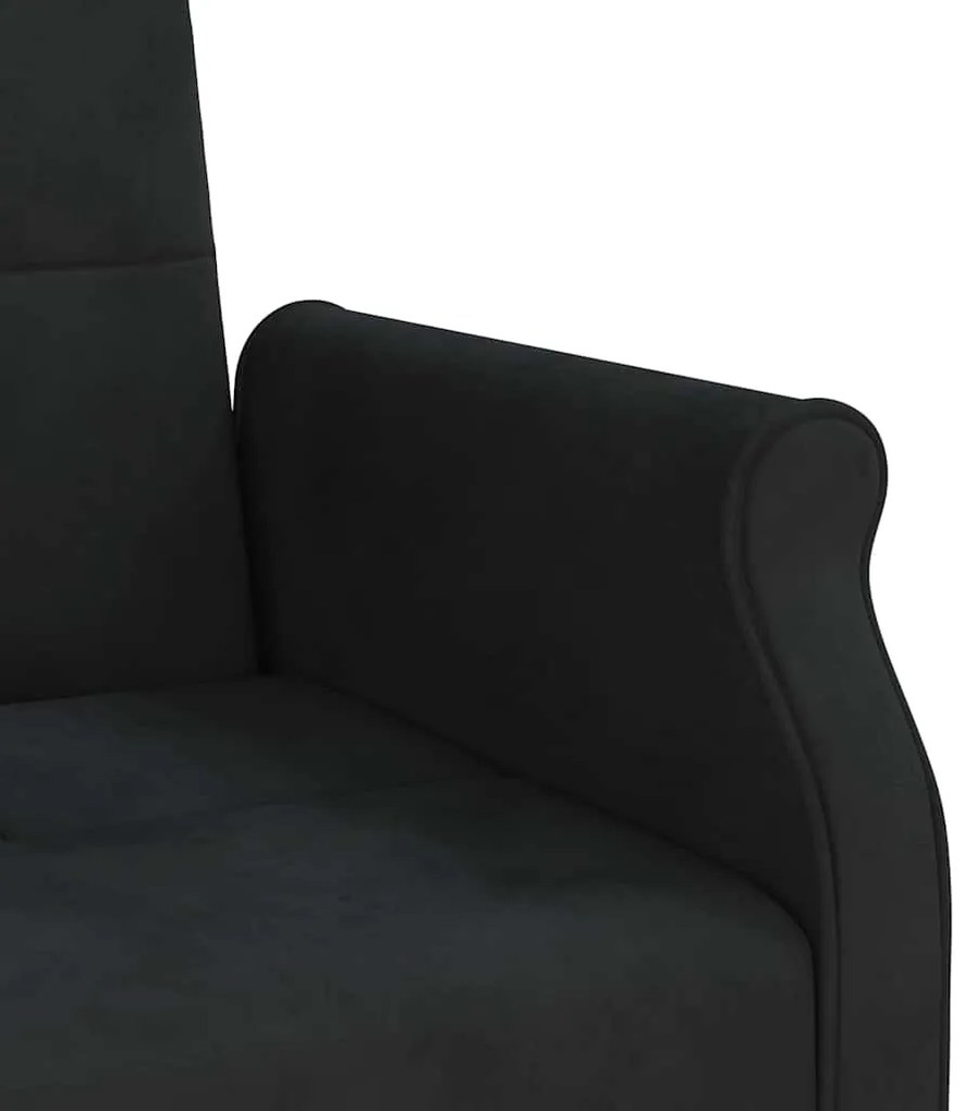 Sofá-cama com almofadões veludo preto