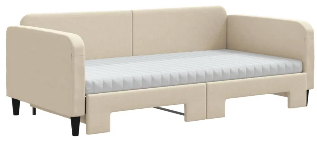 Sofá-cama c/ gavetão e colchões 100x200 cm tecido cor creme