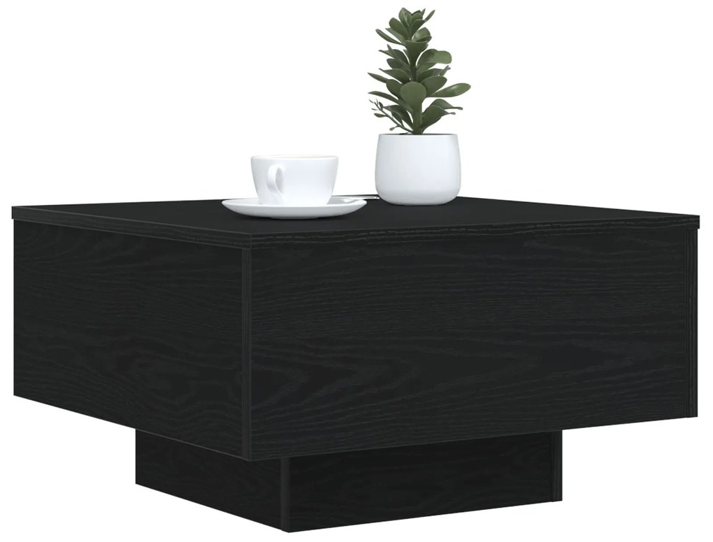 Mesa de Centro vidaXL com Luzes LED Carvalho Preto 55x55x31 cm