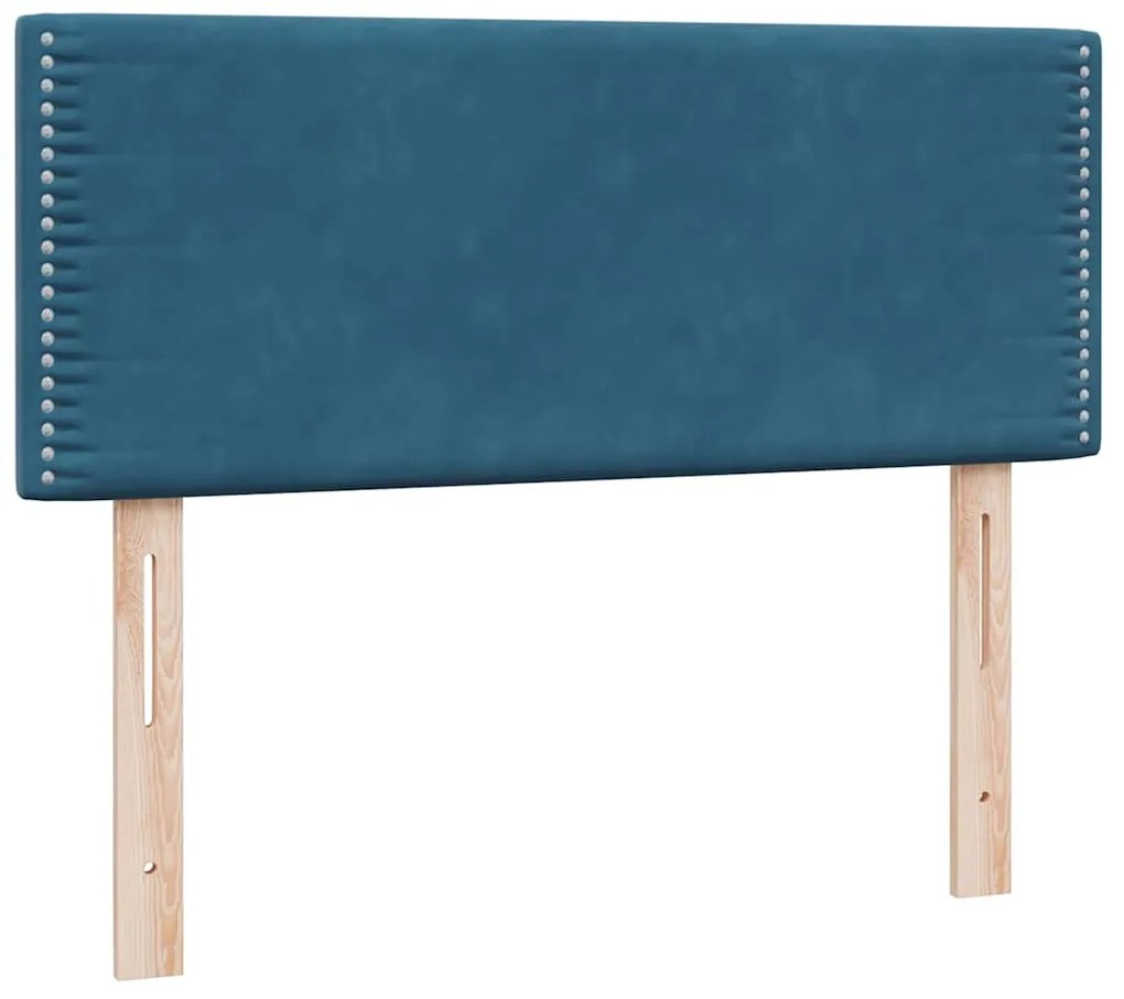 Cama com molas/colchão 120x210 cm veludo azul-escuro