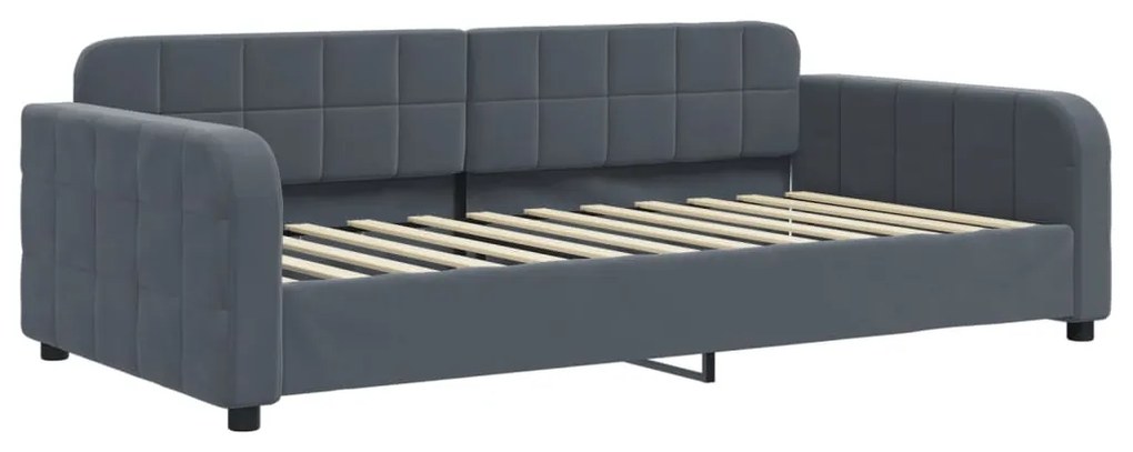 Sofá-cama c/ gavetão e gavetas 90x200 cm veludo cinzento-escuro